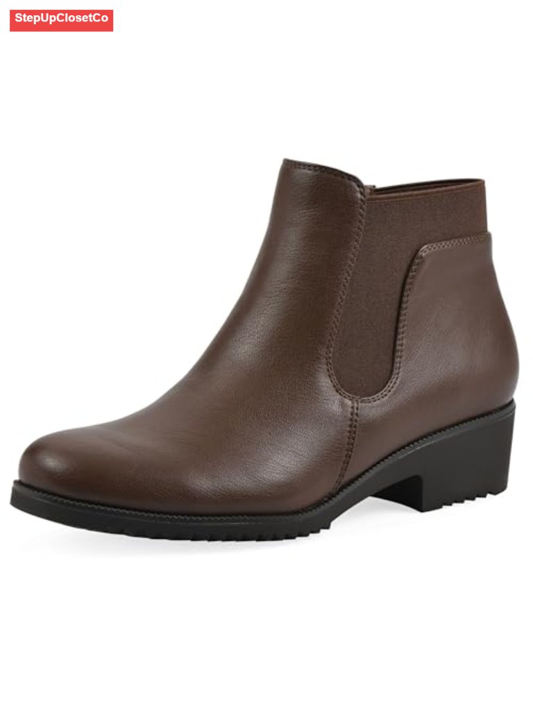 Women's Durable Cushioned Block Heeled Ankle Bootie With Inside Zipper